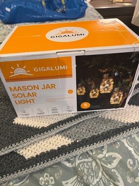 Gigalumi Orange Mason Jar Solar Light - Decorative Outdoor String Lights